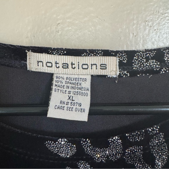 Notations Elegant Black Blouse Women’s XL Glitter Gothcore - Picture 4 of 8